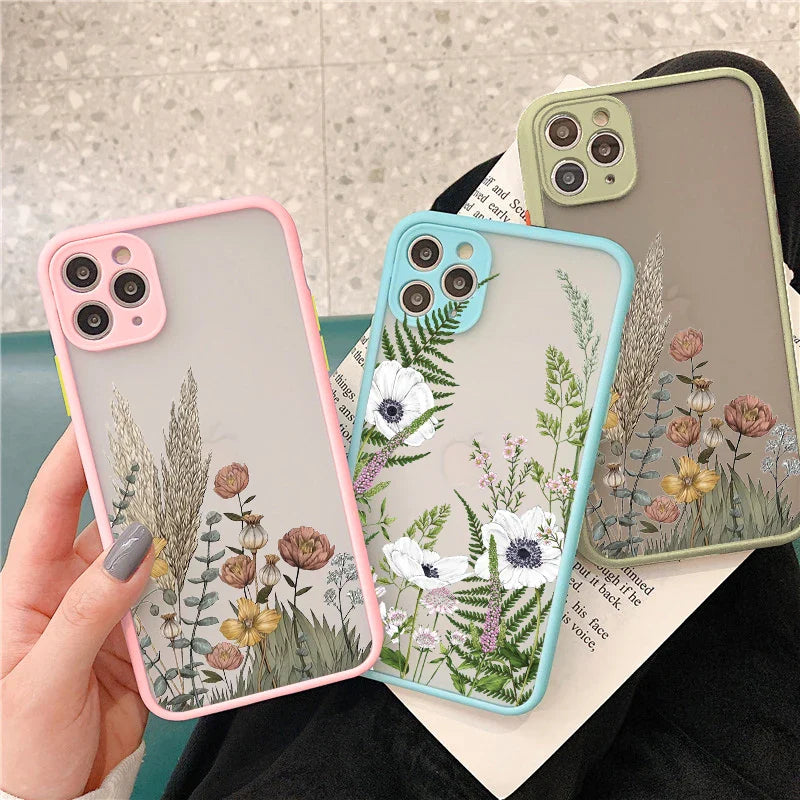 eybag Retro Flower Bud Phone Case for iphone 11 12 13 14 Pro Max 15 Plus Meticulous Plant for iphone X XS XR 7 8 Plus SE2 Back Covers