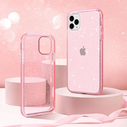 eybag New Bling Sparkle Soft Clear TPU Phone Case For iPhone 15 14 13 12 11 Pro Max Plus X XS Max XR Girls Pink Slim Thin Bumper Cover