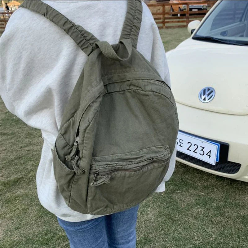 eybag Korean New Washed Retro Backpack Women Fashion Casual Travel Large Capacity Commuting schoolbag Multifunction Vintage Mochila