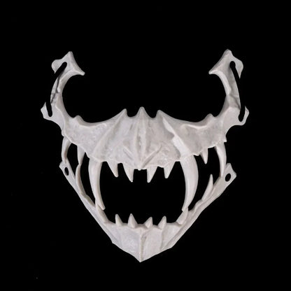 -Halloween Custom Party Skull Mask Long Teeth Demon Skeleton Half Face Mask Wolf Dragon Tiger Houjuu Nue Mask Cosplay Halloween Costume Props