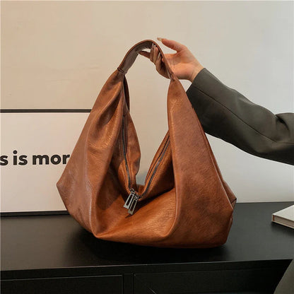 eybag Big Black Shoulder Bags for Women Large Hobo Shopper Bag Solid Color Quality Soft Leather Crossbody Handbag Lady Travel Tote Bag