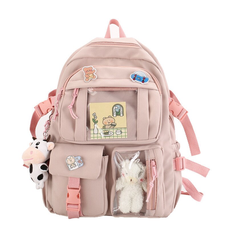 eybag Cute Student Backpacks Waterproof Multi-Pocket Nylon Multifunction  School Backpack for Female Girls Kawaii Laptop Book Pack New