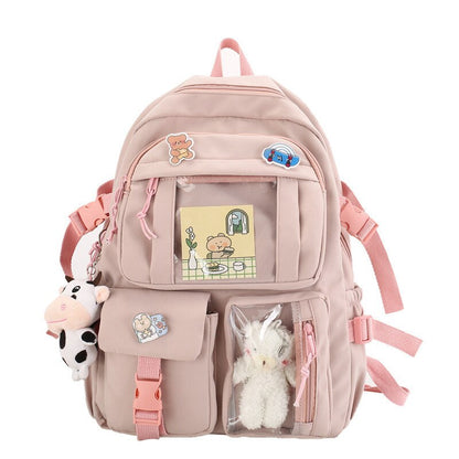 eybag Cute Student Backpacks Waterproof Multi-Pocket Nylon Multifunction  School Backpack for Female Girls Kawaii Laptop Book Pack New