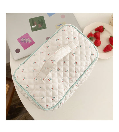 eybag Cute Quilting Cotton Makeup Bag Women Zipper Cosmetic Organizer Female Cloth Handbag Box Shape Portable Toiletry Case For Girls