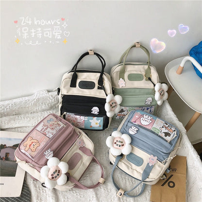 eybag Korean Style Cute  Backpacks Women Waterproof Nylon Small Shoulder Bags for Teenage Girls Schoolbags Flower Travel Backpack