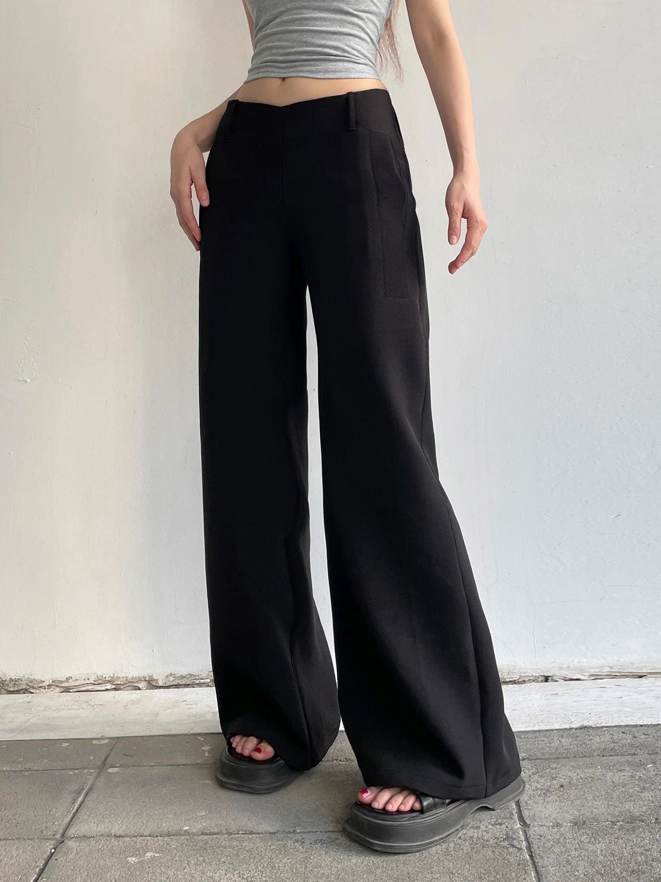 eybag V-waist Head Wide-leg Pants New Irregular Design Y2K Streetwear Loose Trousers Fashion Women Casual Pantalones Clothes