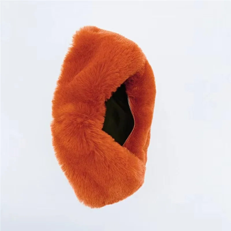 eybag Fashion Faux Fur Bags for Women Designer Handbags Fluffy Plush Shoulder Bag Winter Warm Soft Tote Clutch Cloud Bag Wrist Purses