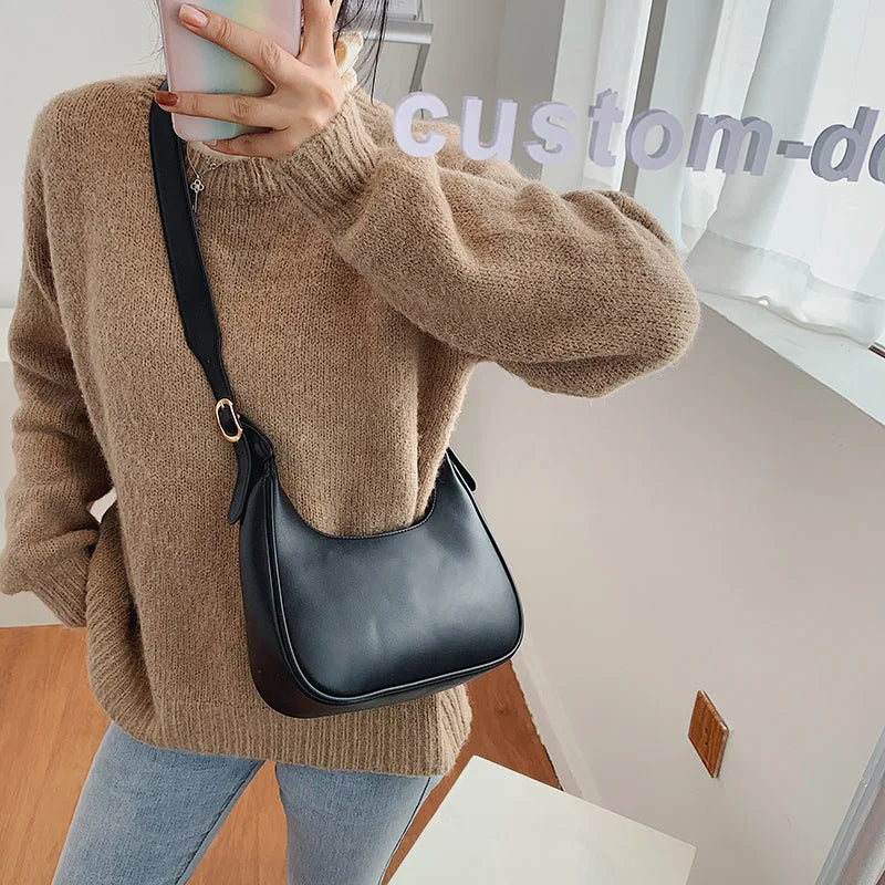 eybag PU Leather Half Moon Bags For Women Branded Luxury Fashion Shoulder Crossbody Handbag Autumn Winter Trend