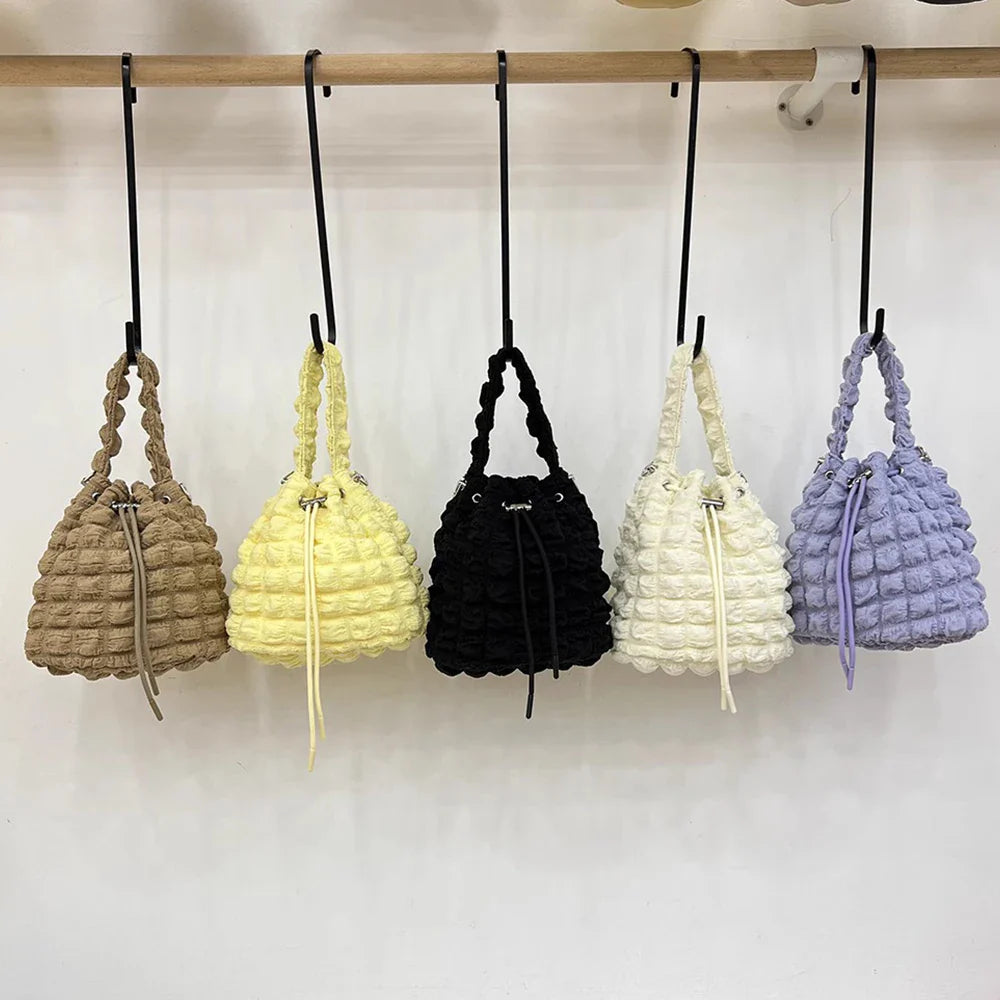 eybag Luxury Puffy Bucket Bag Plaids Quilted Purses and Handbags Designer Drawstring Shoulder Bag Padded Crossbody Bags for Women 2024