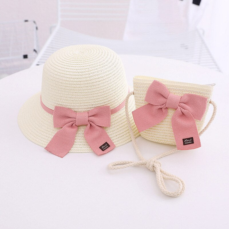 eybag Parent-Child Hat Crossbody Bag For Women Girls Same Paragraph Sun Hat Straw Sun Protection Beach Travel Holiday Parent-Child Cap