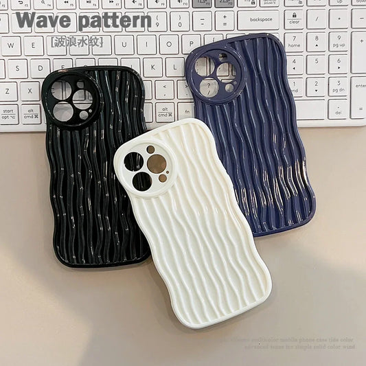 eybag Wave Silicone Phone Case for IPhone 15 14 13 12 11 Pro Max Mini X XR XS 7 8 Plus SE Solid Lens Protection Case Back Cover