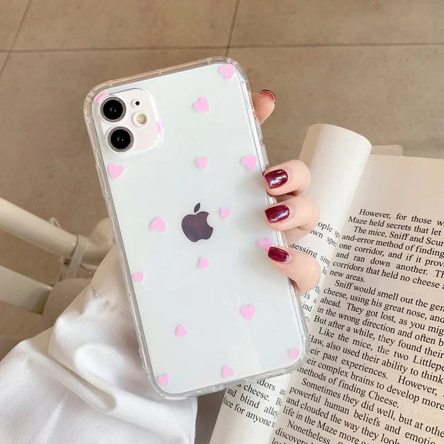 eybag Cute Love Heart Transparent Phone Case For iPhone 13 Pro Max 12 11 XR XS X 7 8 Plus SE20 Fashion Soft Silicone Clear Cover