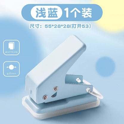 eybag Solid Color 1 Hole Punch Cute Protable 1 Hole Paper Circle Cutter Book Binding Machine Puncher School Office Supplies Stationery