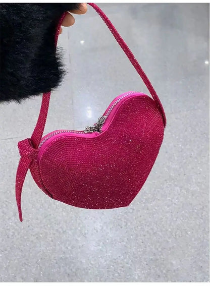 eybag PU Leather Women Heart-shaped Crossbody Bag Luxury Designer drill Shoulder Bags for Ladies Female Evening Clutch Purse Handbags