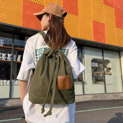 eybag New Drawstring Canvas Backpack For Women Leisure School Backpack Trendy Cool Female Schoolbag Boy Girl Kawaii Travel Student Bag