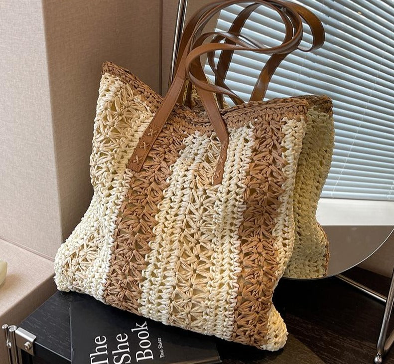 eybag Casual Large Capacity Straw Woven Tote Shoulder Bags For Women Luxury Designer Beach Ladies Handbags New Summer Shopping