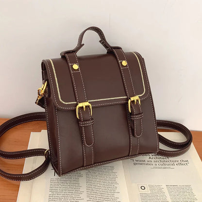 eybag Women Fashion Casual Contrast Color Backpack PU Student High-Quality Design Texture All-Match School Bags