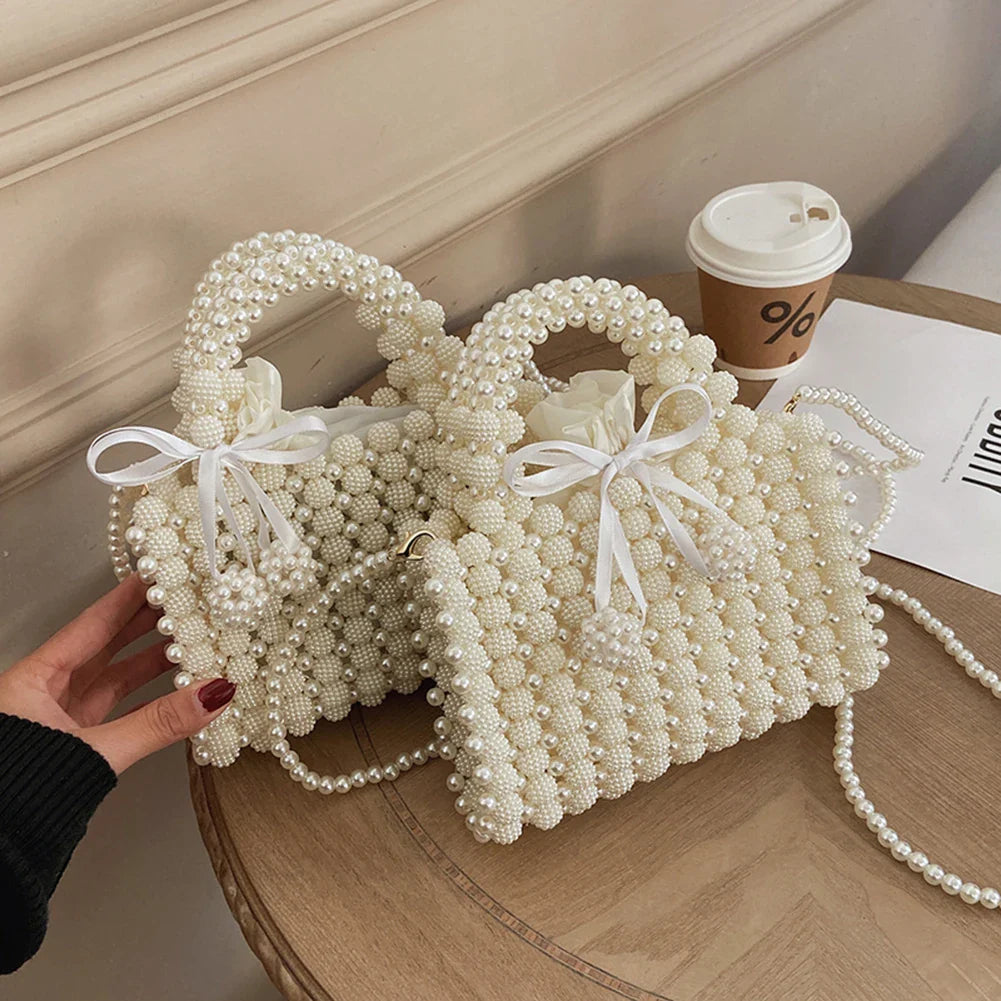 eybag Luxury Handmade Pearl Purses Ladies Wedding Bridal Party Beaded Evening Bag Magic Handbags Designer Crossbody Bag Women's Wallet