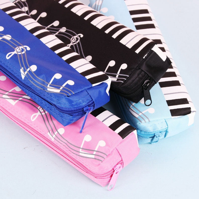 eybag Creative Novelty Student Pencil Case Square Single Layer Oxford Cloth Pen Bag for Girls Boy Musical Note Piano Stationery Pouch