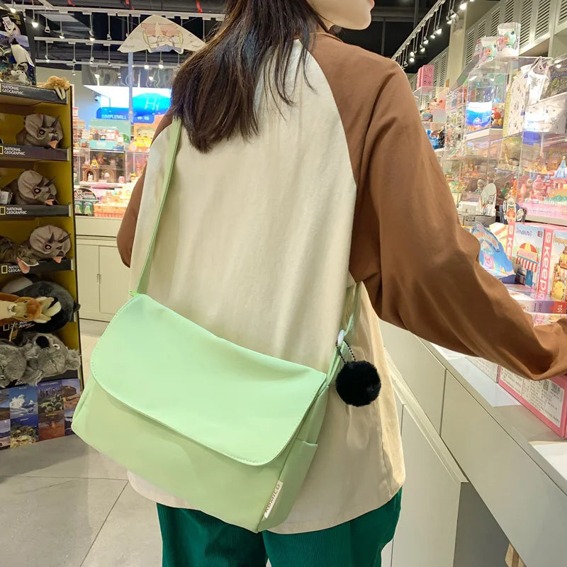 eybag Solid Color Shopping Bag Women Casual Nylon Handbags Female Large Capacity Shoulder Bags Unisex Waterproof Crossbody Bags