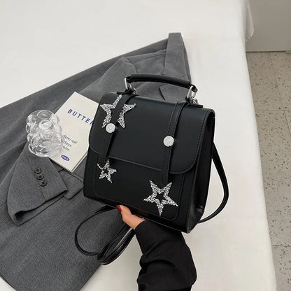 eybag Sparkling Five Point Star Backpack Women's Bag New Silver Casual Backpack Portable Shoulder Bag