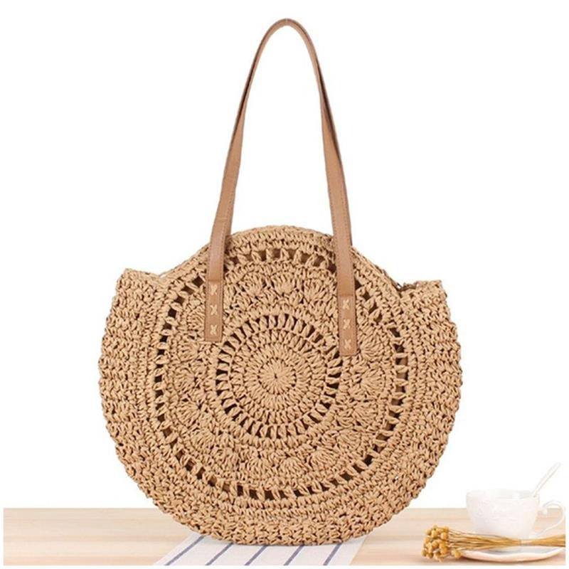 eybag Women's Vacation Style Straw Handbag Simple Solid Color Shoulder Bags Small Shoulder Bags For Ladies Bags