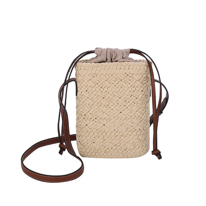 eybag Fashion Woven Straw Ladies Crossbody Messenger Bag Summer Bohemia Beach Rattan Shoulder Pack Small Solid Mobile Phone Coin Pursef