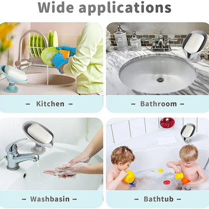 eybag 2pcs Drain Soap Holder Leaf Shape Soap Box Suction Cup Tray Drying Rack for Shower Sponge Container Kitchen Bathroom Accessories