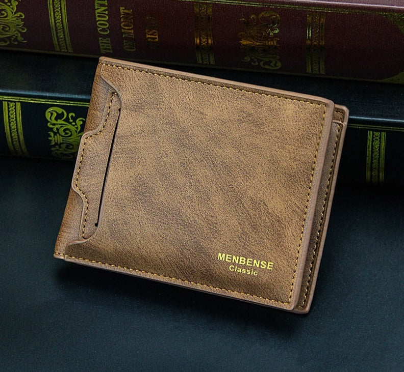 eybag Classic Men's Wallets Vintage Genuine PU Leather Wallet RFID Anti Theft Short Fold Business Card Holder Purse Wallet Man