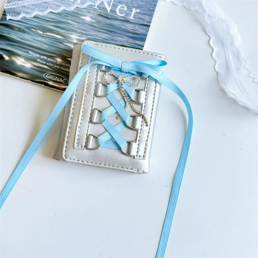 eybag Silver Sweet Wallets for Women Y2k Strap-on Designer Original Fashion Short Coin Purse Korean Style Casual New Cute Wallet