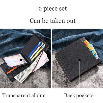 eybag New Men's Wallet Quality Short Purses Denim cloth Men Business Wallet Card Holder Man Zipper Purse Coin Bag Portefeuille Homme