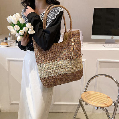 Lkblock New Fashion Straw Handbags Women Summer Beach Bag Luxury Shoulder Rattan Vintage Woven For Female bolsa femme  2023 Sac A Main