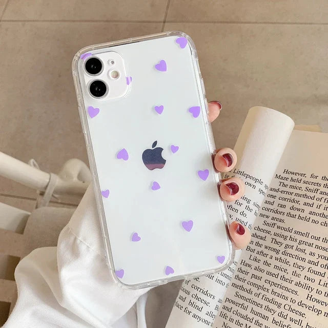 eybag Cute Love Heart Transparent Phone Case For iPhone 13 Pro Max 12 11 XR XS X 7 8 Plus SE20 Fashion Soft Silicone Clear Cover