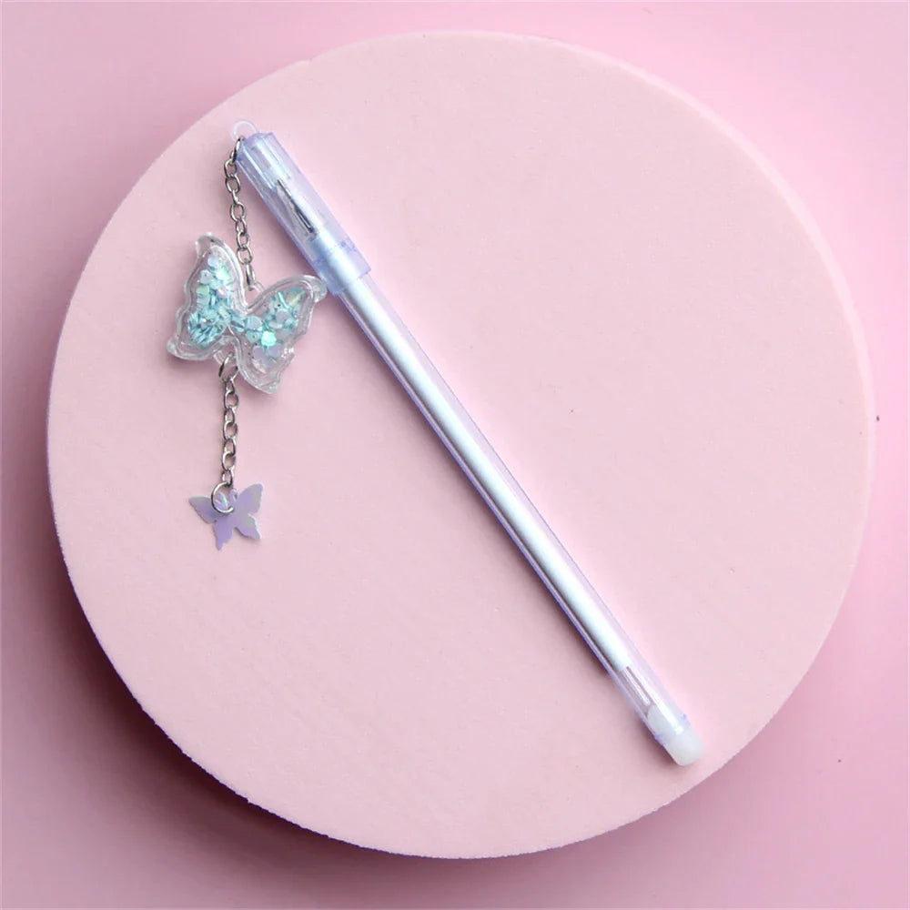 eybag Sweet Sequin Butterfly Pendant Gel Pen Kawaii Writing Pens With Tassel Student Stationery School Office Supplies Souvenir Gifts