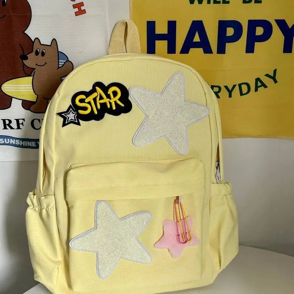 eybag Korean 2024 New Star Student Schoolbags Canvas Large Capacity Cute Girl Backpacks Spicy Girls Ins Leisure Backpack Universal Bag