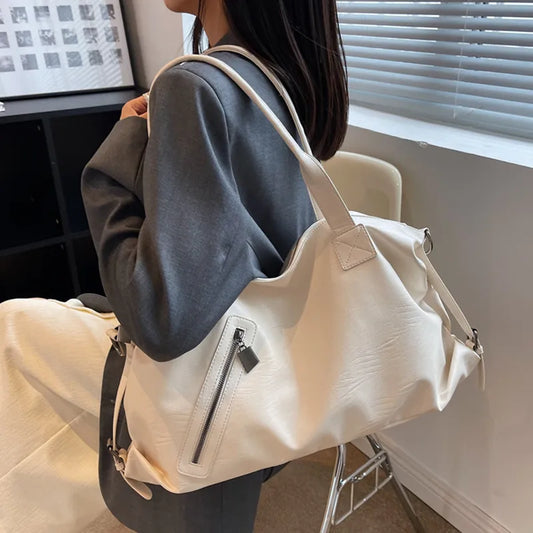 Lkblock Casual Shoulder Bags For Women Soft Leather Totes Handbags Solid Crossbody Bags Big Women Bag Large Capacity Female Purses