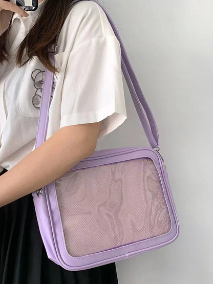 eybag Kawaii Japanese High School Girls Itabag Display Plate Pins JK Uniform Bag Women Crossbody Bags Soft Leather Shoulder Bag Bolso