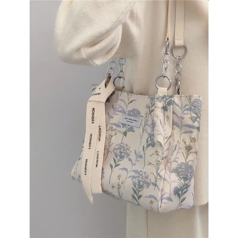 eybag Elegant Tote Bags for Women Floral Embroidery Casual Handbag Large Capacity Gentle Lady Fashion Shopping Shoulder Bag