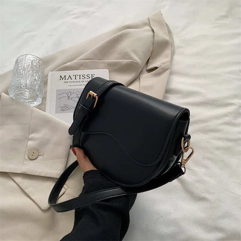 eybag Vintage Small Bag Women's Fashion Autumn & Winter Shoulder Crossbody Bag PU Leather Tote Handbags Female Underarm Saddle Bags