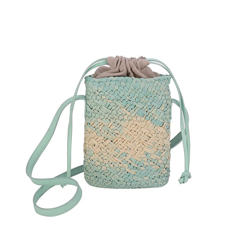 eybag Fashion Woven Straw Ladies Crossbody Messenger Bag Summer Bohemia Beach Rattan Shoulder Pack Small Solid Mobile Phone Coin Pursef