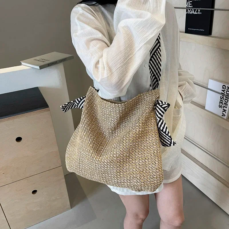 eybag Straw Zipper 2024 Designer Luxury Shoulder Bag Solid Beauty Versatile Simple Fashion Crossbody Bag Soft Trendy Women's Handbag