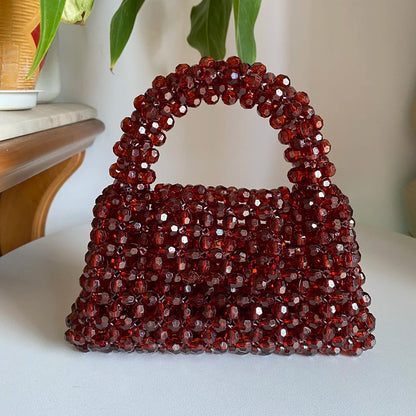 eybag Handmade Bead Bag Big Hand-Woven Handbags Unique Designer Ladies Party Bag Top-handle Phone Purses and Handbags