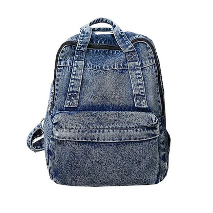 eybag Blue denim women backpack casual large capacity laptop school zipper girl backpack top handle fashion travel backpack for women