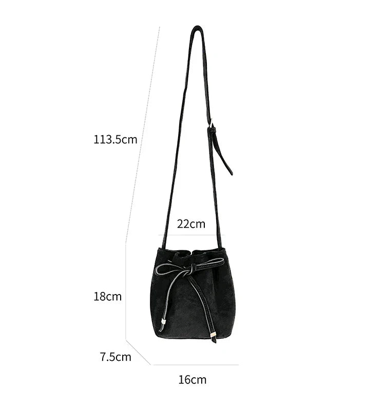 eybag Fashion Faux Suede Bucket Bag High Quality Shoulder Bag Designer Crossbody Bags for Women Pleated Drawstring Bags Handbags Chic