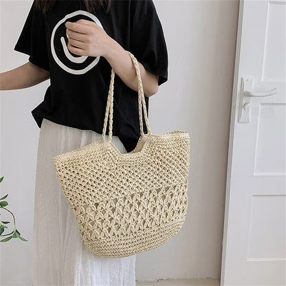 eybag Casual Design Straw Weave Bags Trend Luxury Women Shoulder Bag Fashion Female Beach Handbags Large Capacity Travel Tote Bag Sac