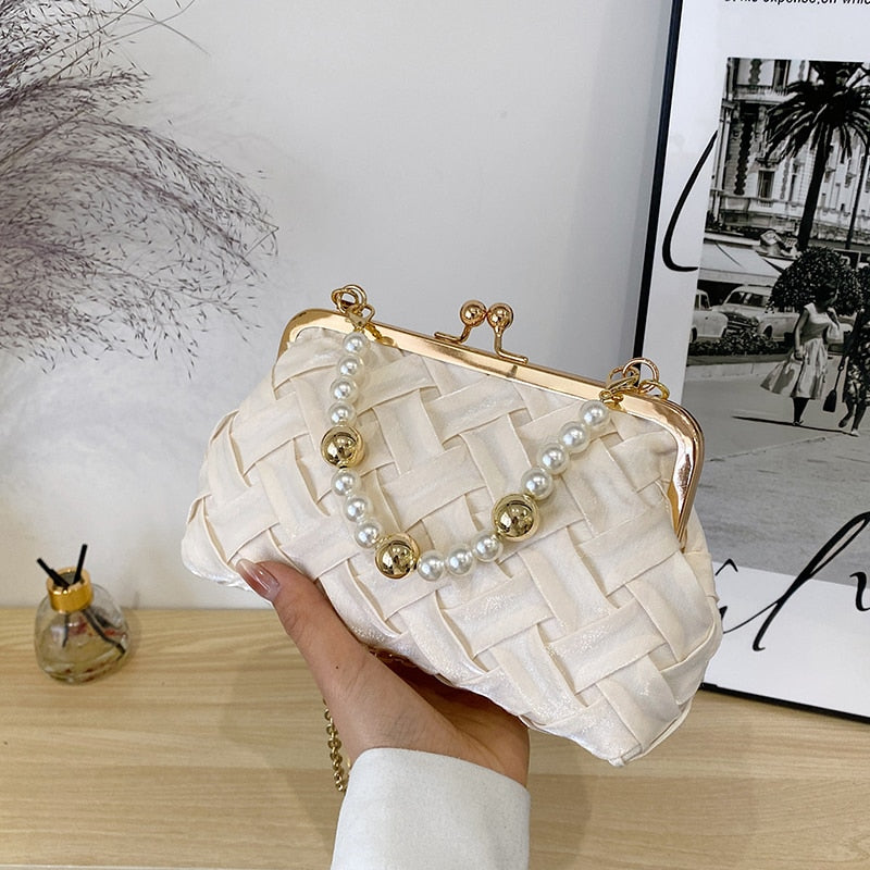 Lkblock Fashion Pearl Handle Handbag For Women Luxury Banquet Women's Bag Trend Ladys Evening Clutch Purse Party Bag Corssbody Bags