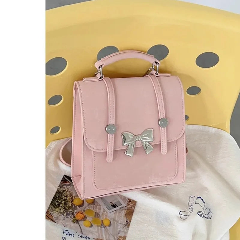 eybag Pink Womens Backpack Elegant Bow Korean Fashion College Style Small Backpack Exquisite Casual Luxury Designer Female Bag