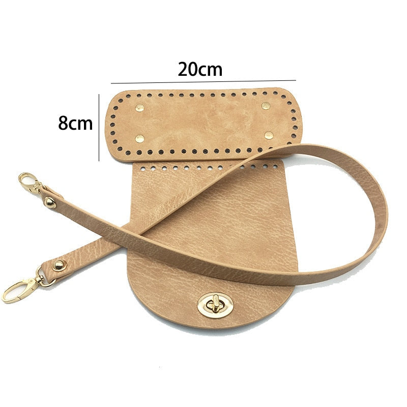 eybag High quality simulation leather hand bag homemade straw bag accessories leather cover bottom straps three-piece spot