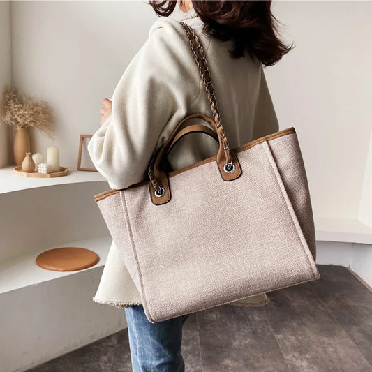 Lkblock Large Capacity Tote Bags Casual Women Shoulder Handbags Fashion Big Bags for Female Chain Shoulder Bags Vintage Brand Design Bag