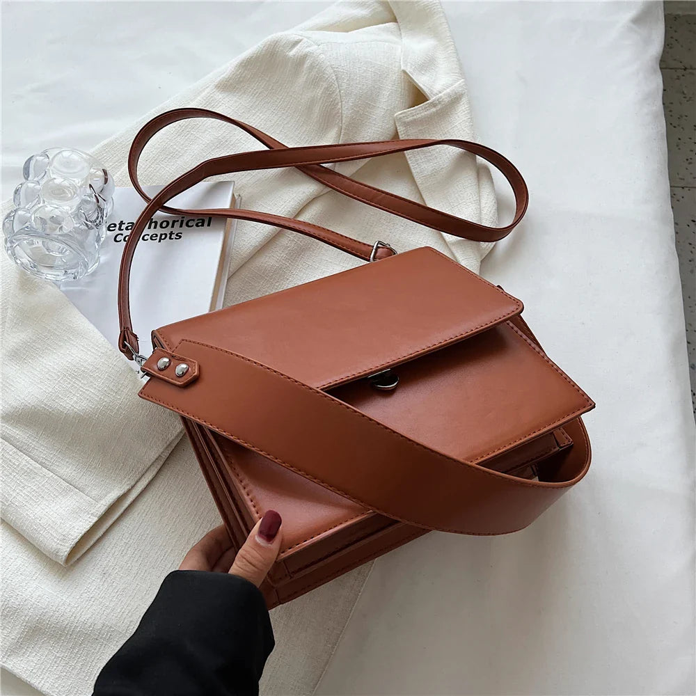 Lkblock Double Layers Underarm Shoulder Bags For Women Trend Designer Square Flap Crossbody Bag PU Leather Ladies Handbags